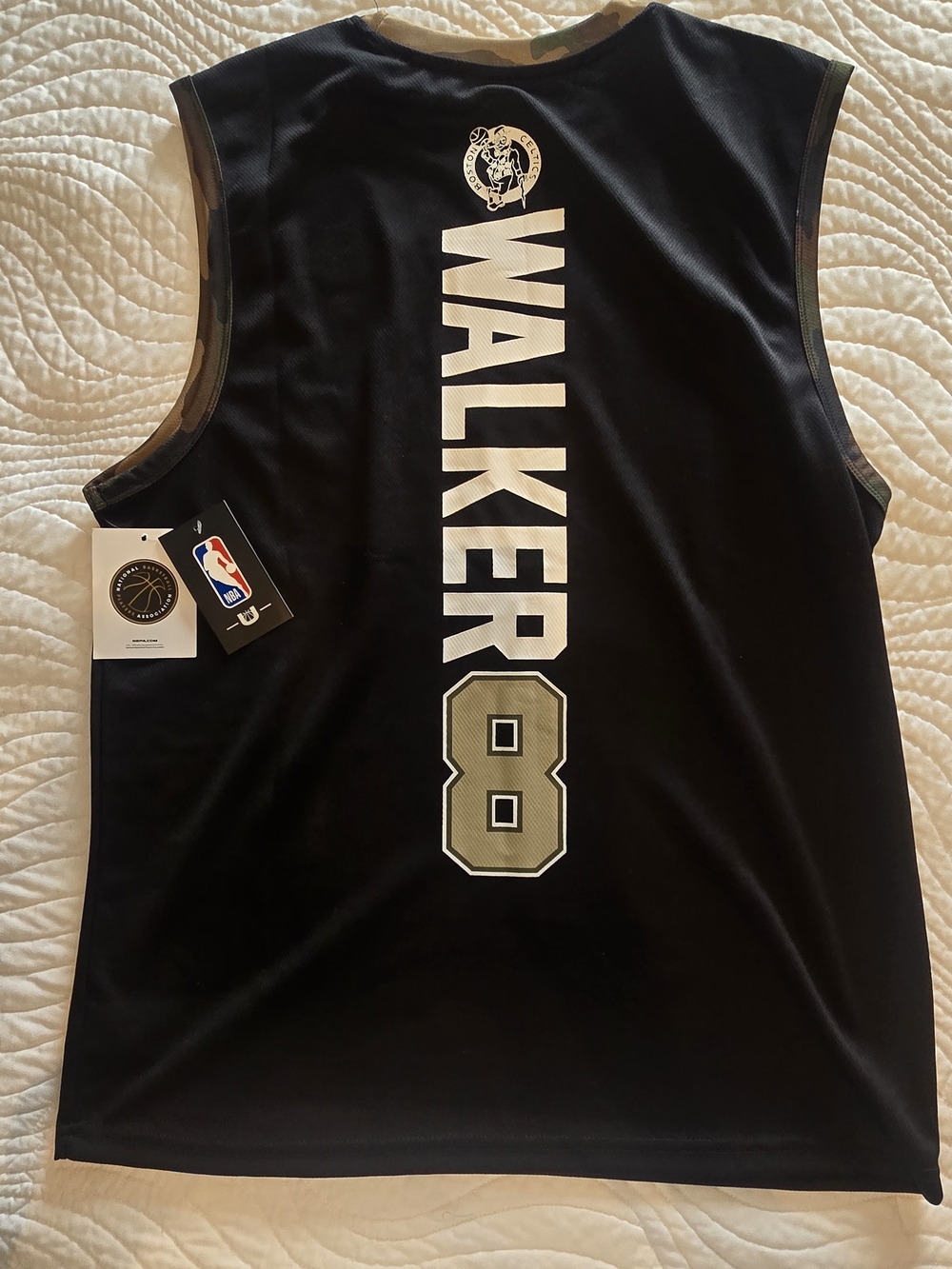 NBA Boston Celtics Black Jersey with Camo Trim and Gold Number - Picture 3 of 4